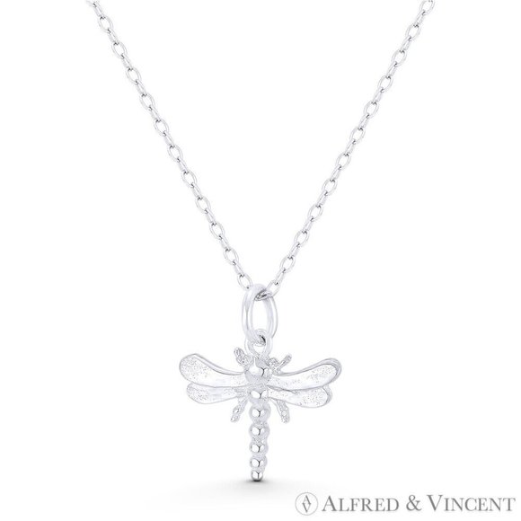 Dragonfly Insect Charm Pendant Animism Jewelry in .925 Sterling Silver - Picture 1 of 1